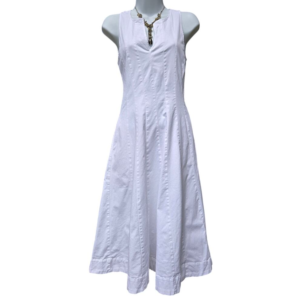 Ellen Tracy White Classic Prep Hamptons Italian It Girl Coastal Midi Dress 8